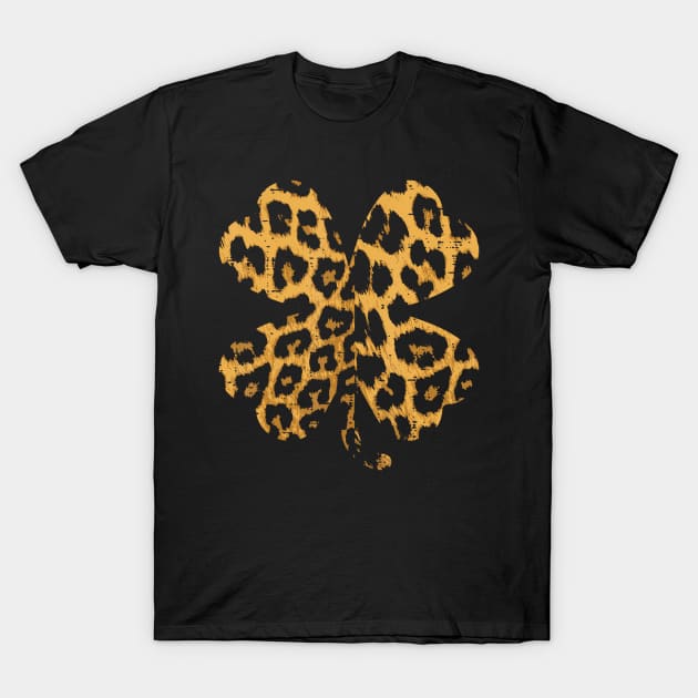 Cheetah Leopard Print Shamrock St Patricks Day T-Shirt by Namatustee